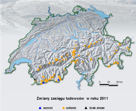 Mapa szwajcarskich lodowców