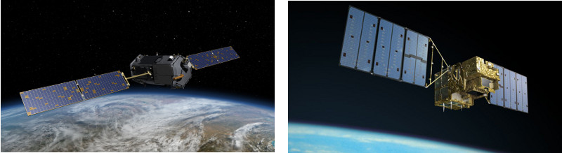 Dwa zdjęcia satelitów