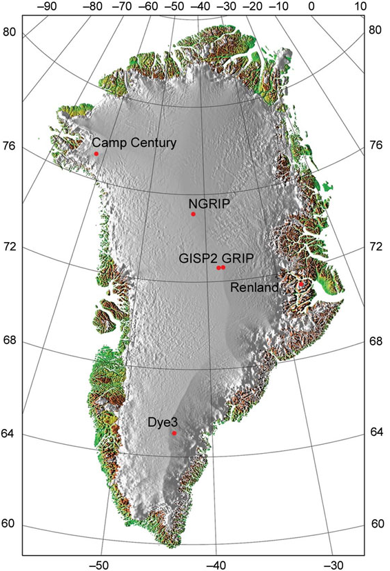 Grenlandia - odwierty lodowych rdzeni
