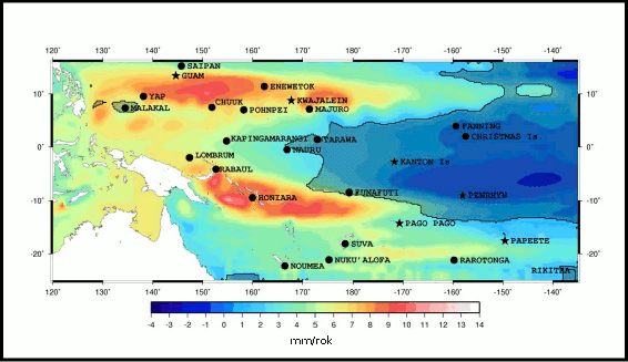 Rekonstrukcja trendów zmian poziomu wody w oceanie w rejonie zachodniego Pacyfiku