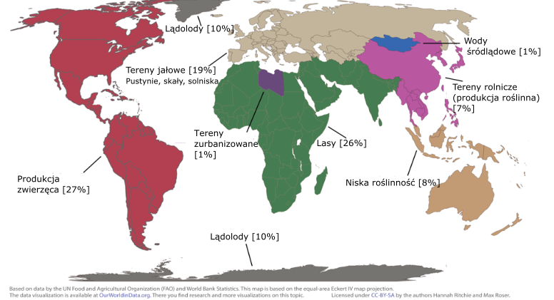 Mapa: jaką powierzchnię zajmują różne ekosystemy.