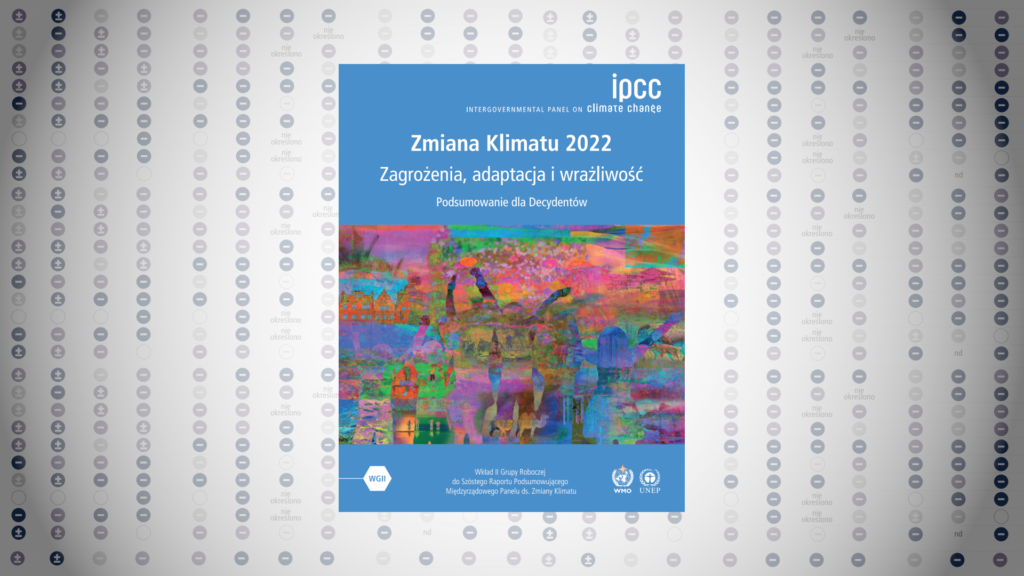 Okładka polskiej wersji Podsumowania dla decydentów drugiej części Szóstego raportu IPCC z 2022 r. 
