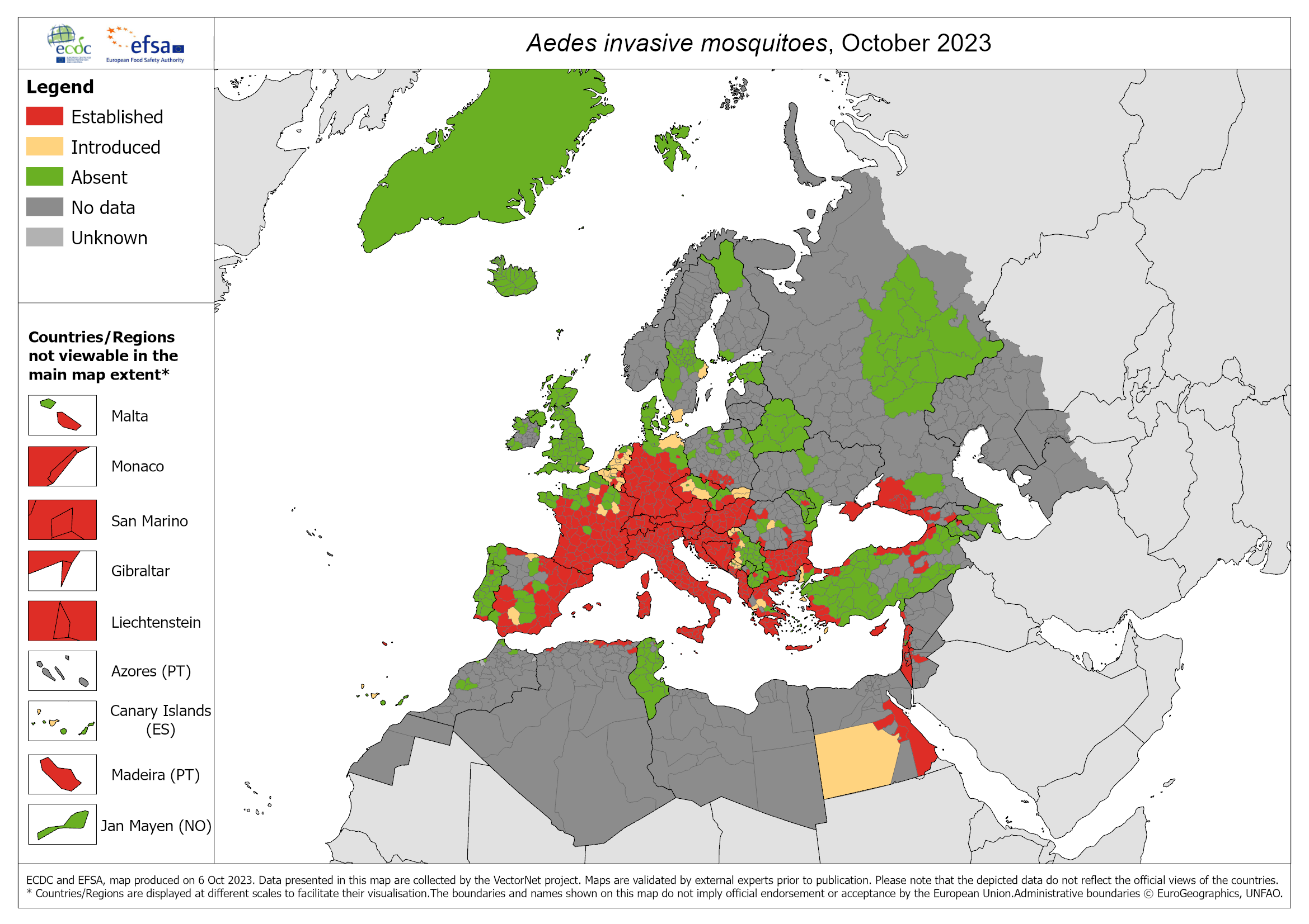 Występowanie komarów Aedes w Europie