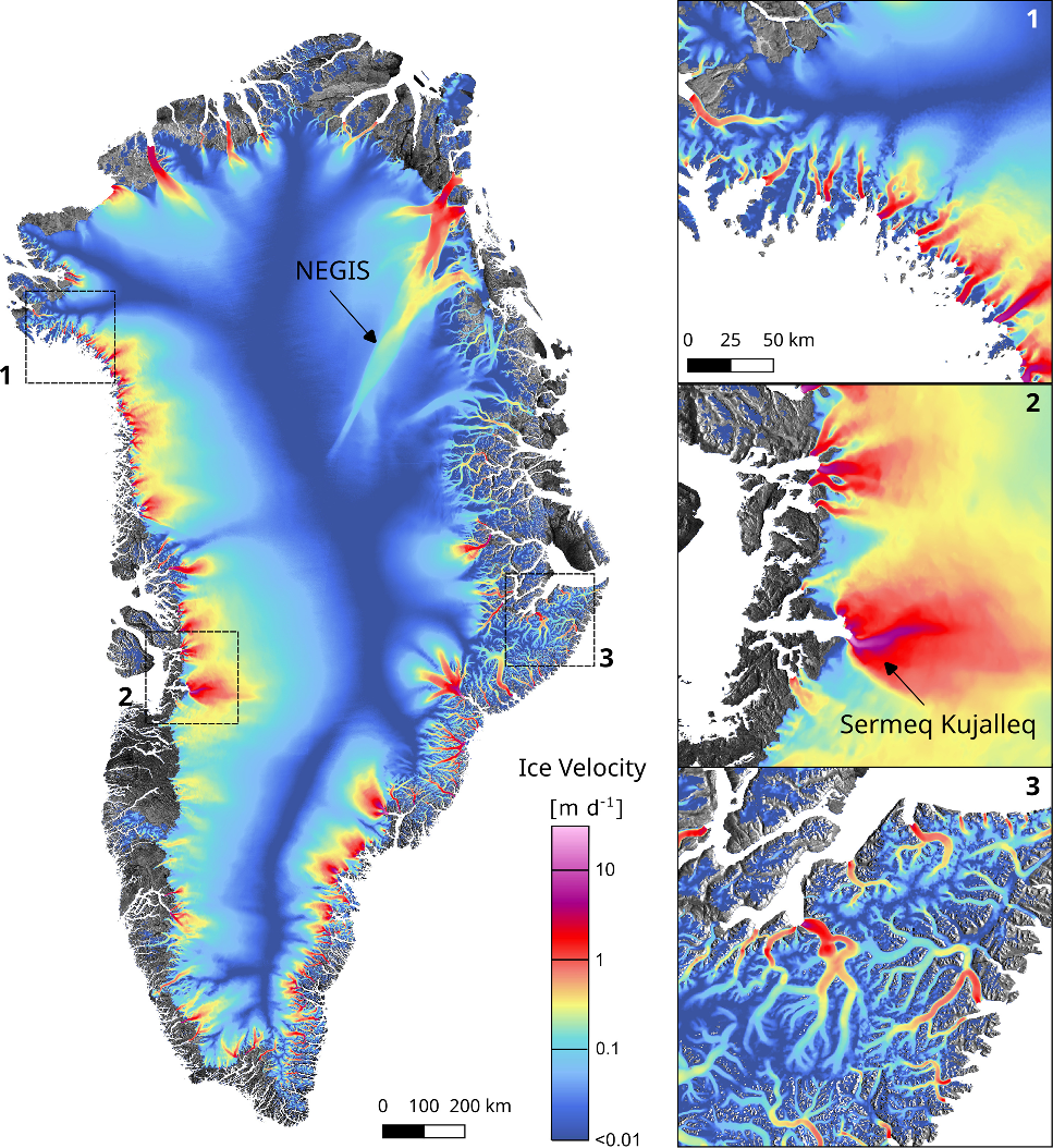Dziesięć lat europejskich pomiarów prędkości spływu lodowców Grenlandii