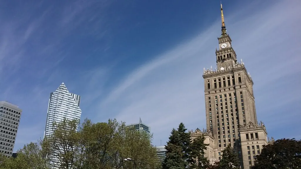 Zdjęcie: centrum Warszawy, widok na Pałac Kultury.