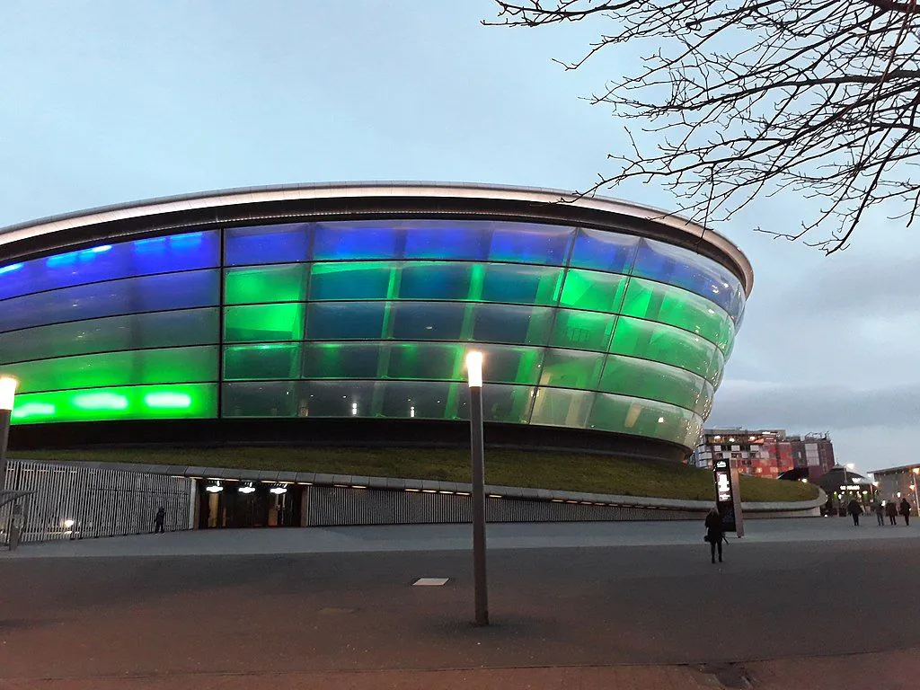 Zdjęcie: SSE Hydro w Glasgow – wielki obiekt do organizacji imprez, w kształcie krytego stadionu. To tu odbędzie się COP26.