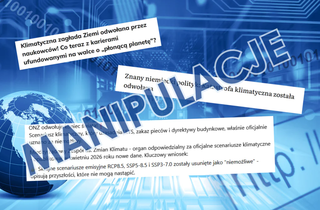 Grafika dekoracyjna - manipulacyjne treści nawiązujące do aktualizacji bazy scenariuszy emisji. 